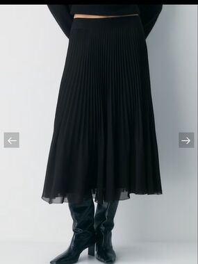Aritzia Black Pleated Midi Skirt
